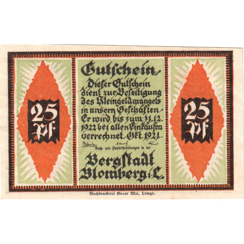 Alemania, Blomberg, 25 Pfennig, SC