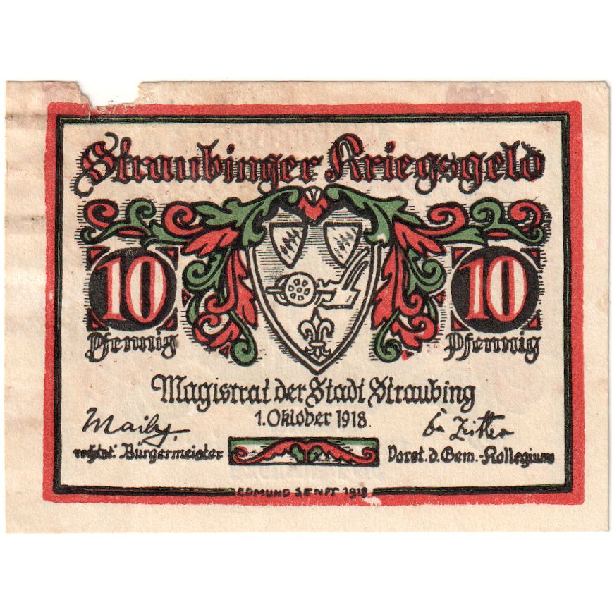 Alemania, Straubing, 10 Pfennig, 1918-10-01, BC