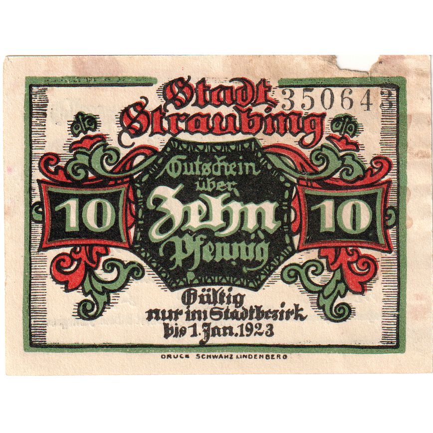 Alemania, Straubing, 10 Pfennig, 1918-10-01, BC
