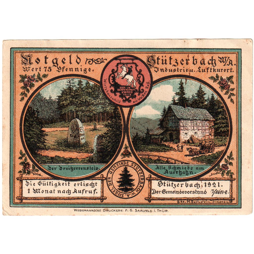 Alemania, Stützerbach, 75 Pfennig, MBC+