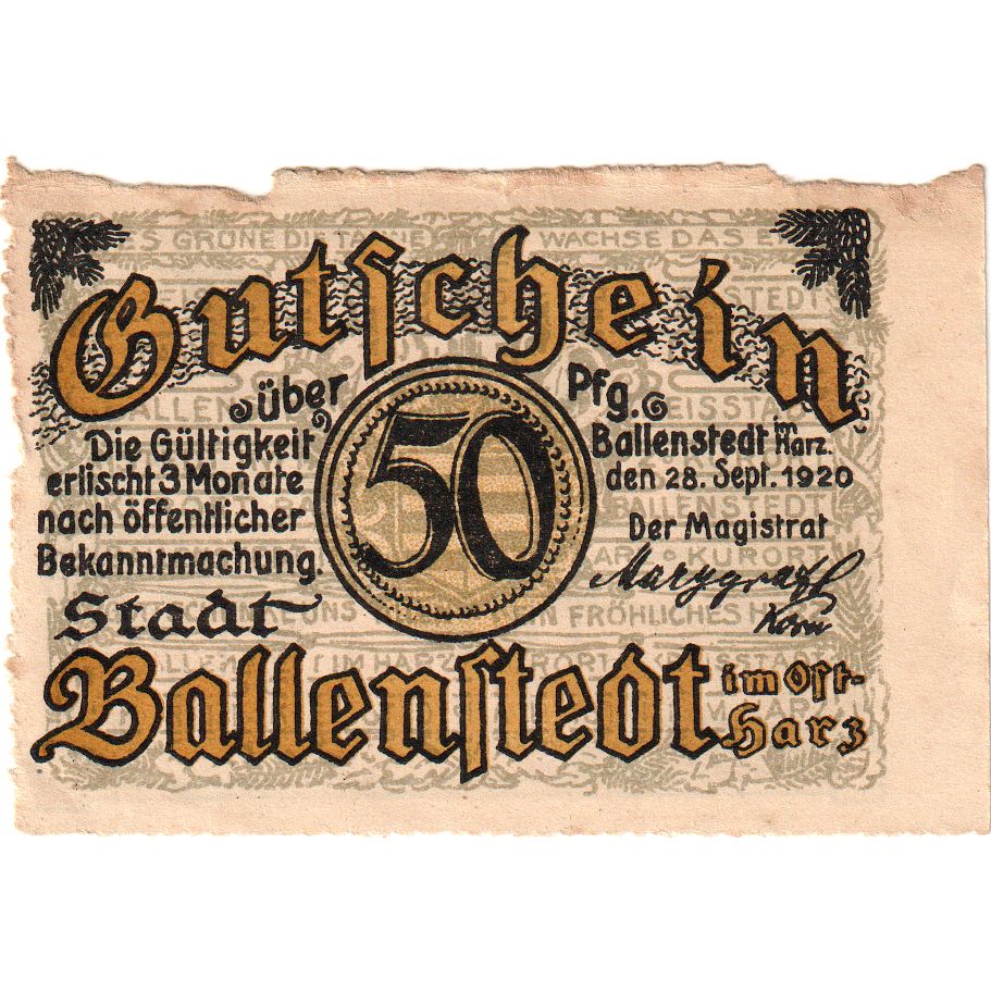 Duitsland, Ballenstedt am Harz, 50 Pfennig, 1920-09-28, TB