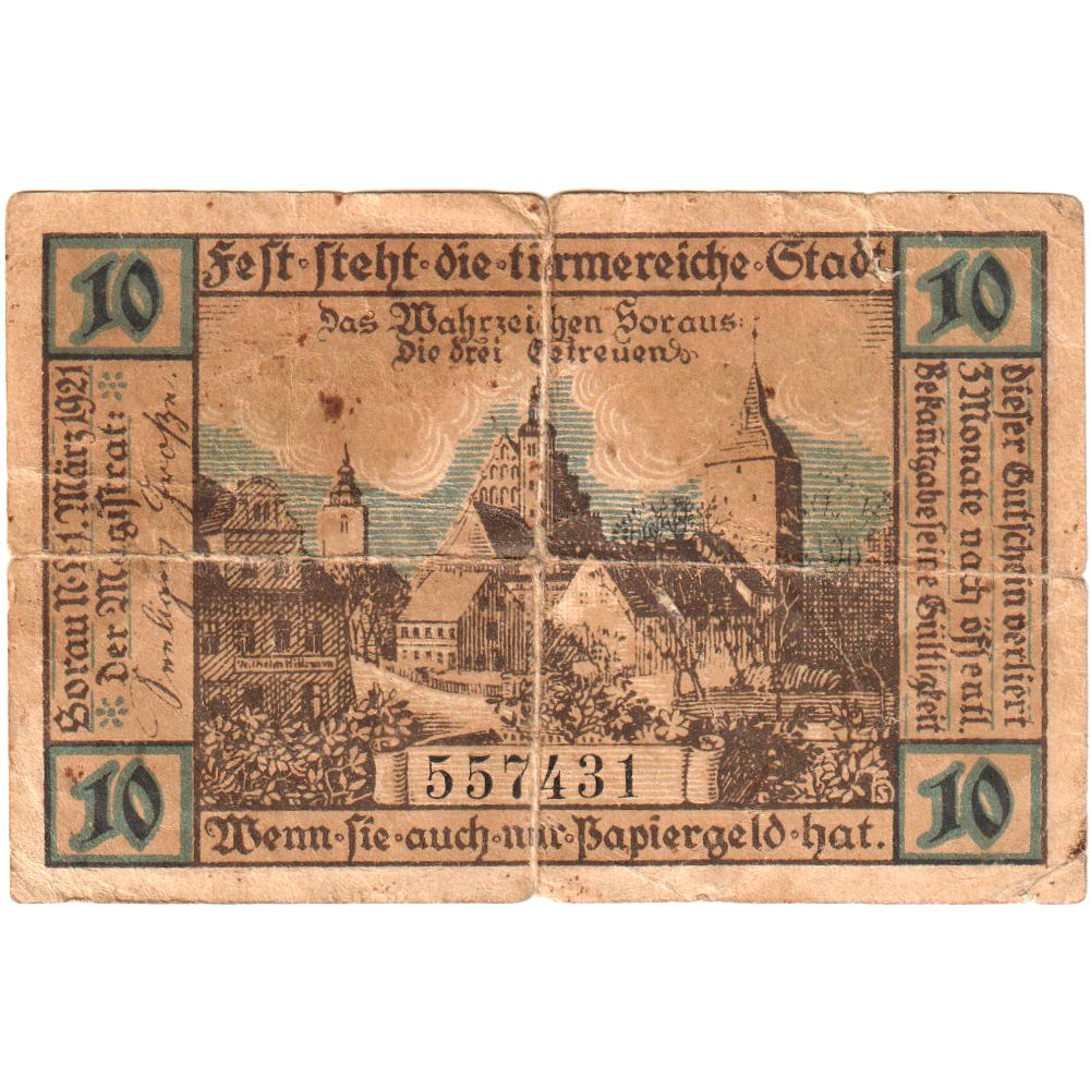 Deutschland, Sorau, 10 Pfennig, 1921-03-01, S