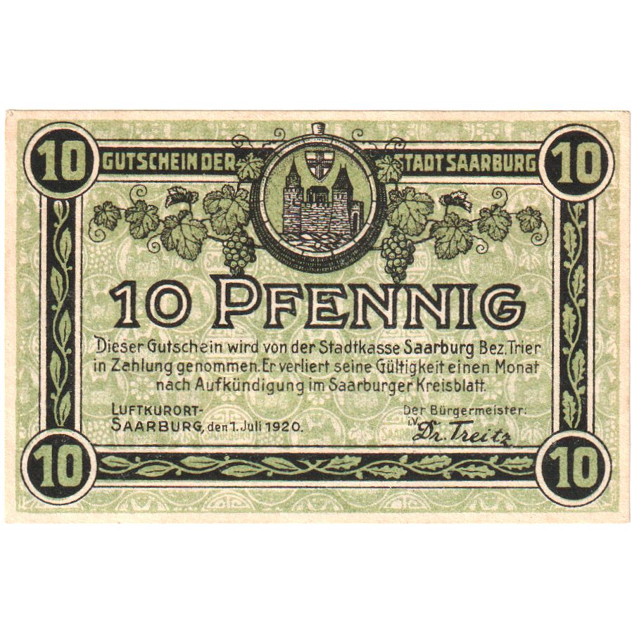 Duitsland, Saarburg, 10 Pfennig, 1920-07-01, SPL