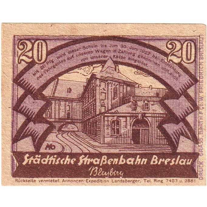 Alemania, Breslau, 20 Pfennig, EBC