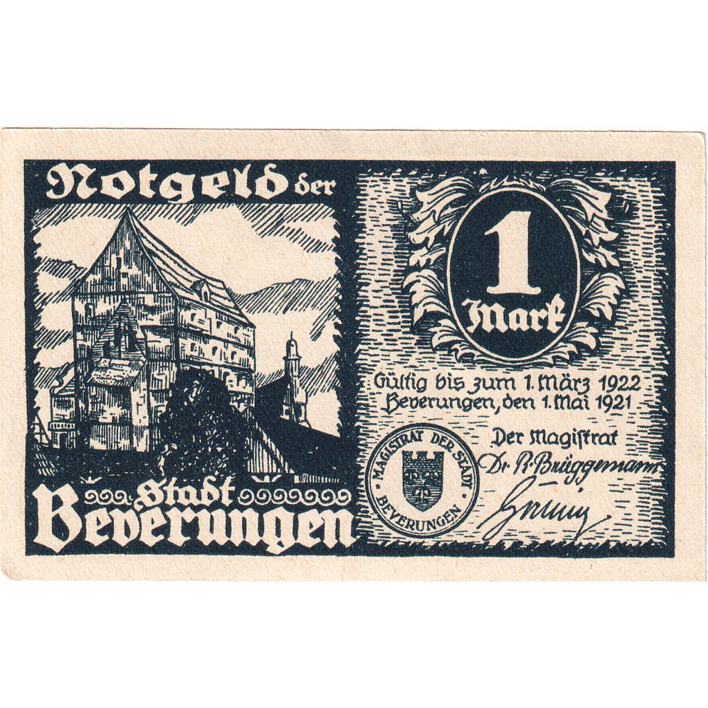 Duitsland, Beverungen, 1 Mark, 1922-03-01, SPL