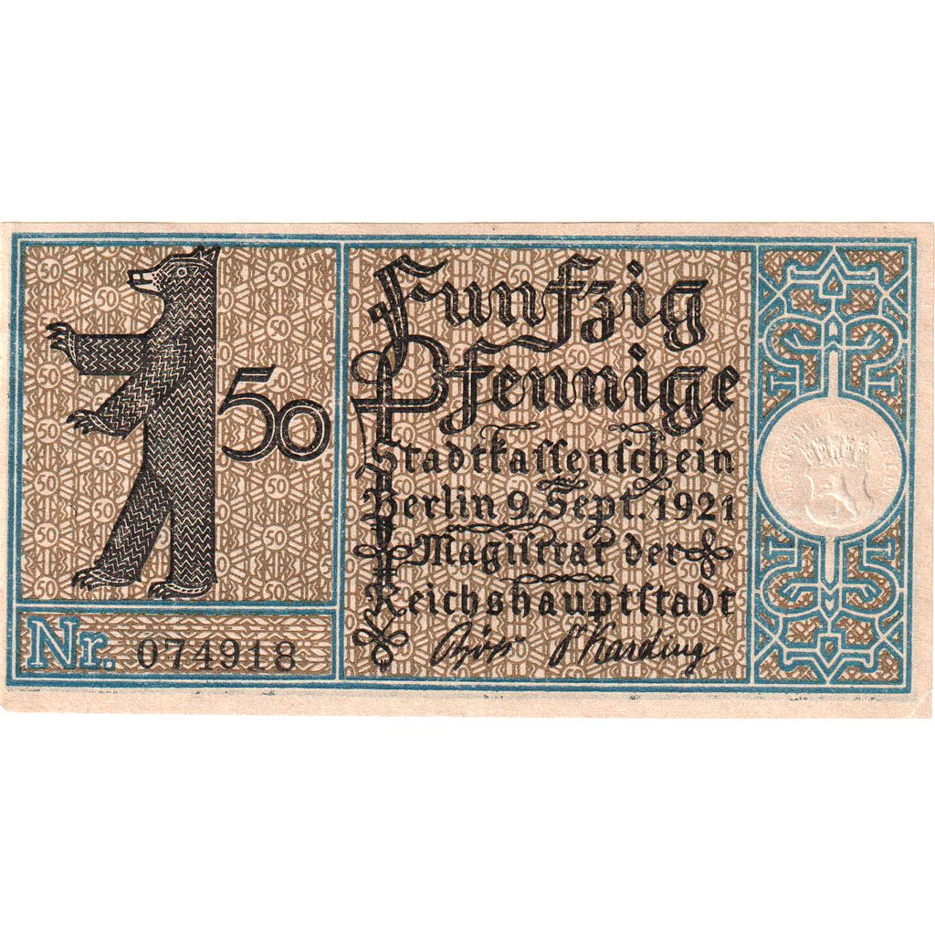 Deutschland, Berlin, 50 Pfennig, 1921-09-09, UNZ-