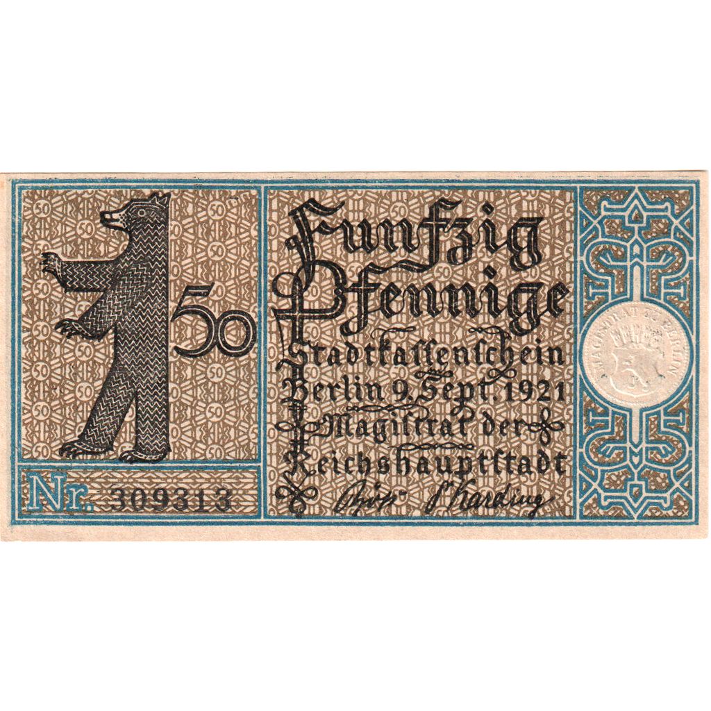 Alemania, Berlin, 50 Pfennig, 1921-09-09, SC
