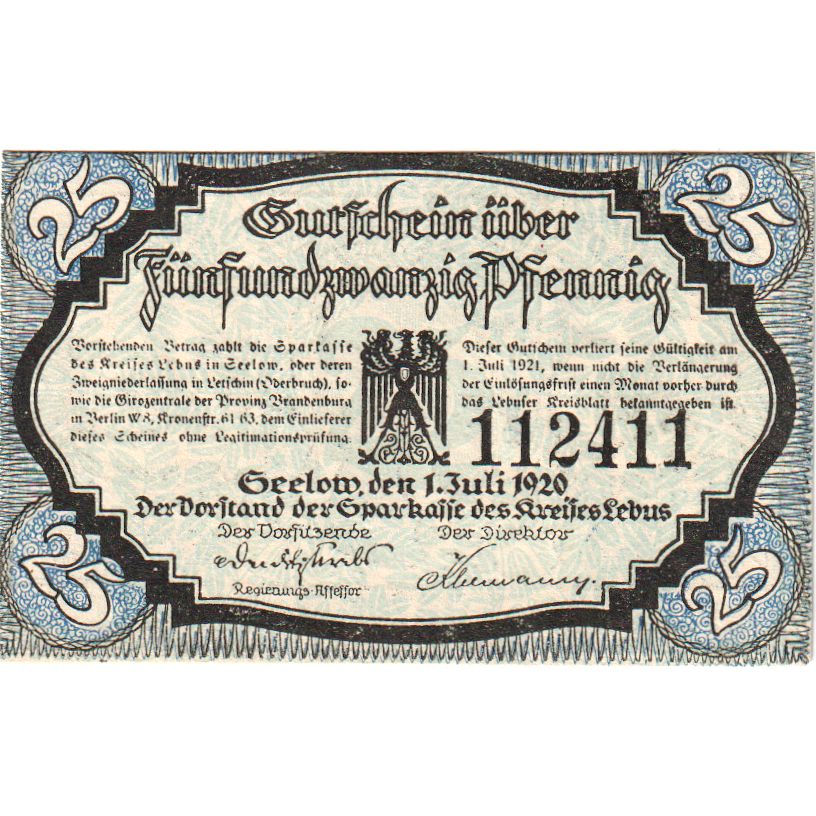 Alemania, Seelow, 25 Pfennig, 1920-07-01, SC