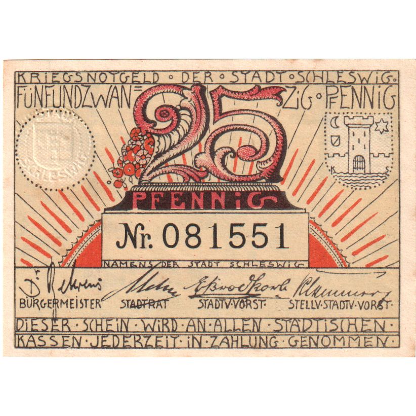 Deutschland, Schleswig, 25 Pfennig, UNZ-