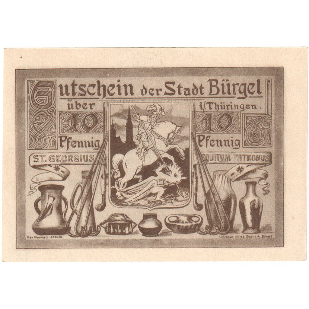 Alemania, Bürgel, 10 Pfennig, 1921-05-28, SC