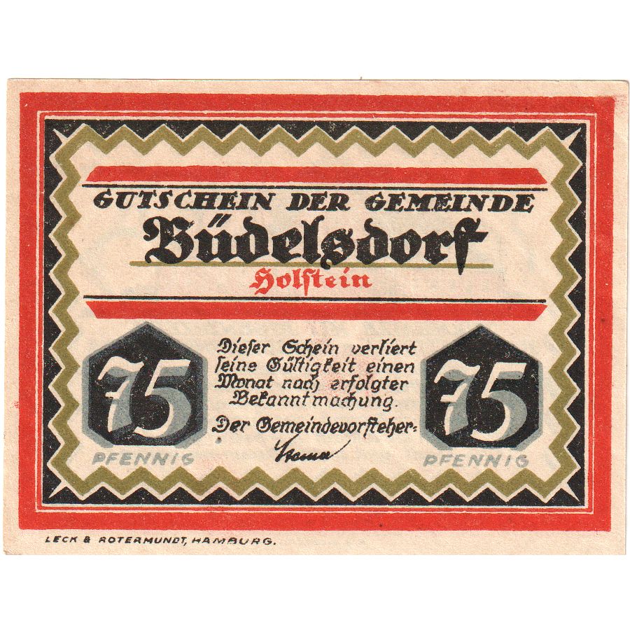 Alemania, Büdelsdorf, 75 Pfennig, SC