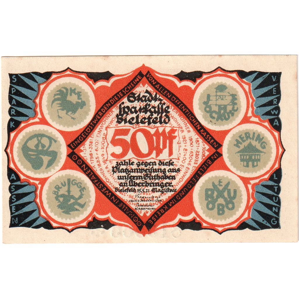 Deutschland, Bielefeld, 50 Pfennig, 1921-05-15, UNZ-