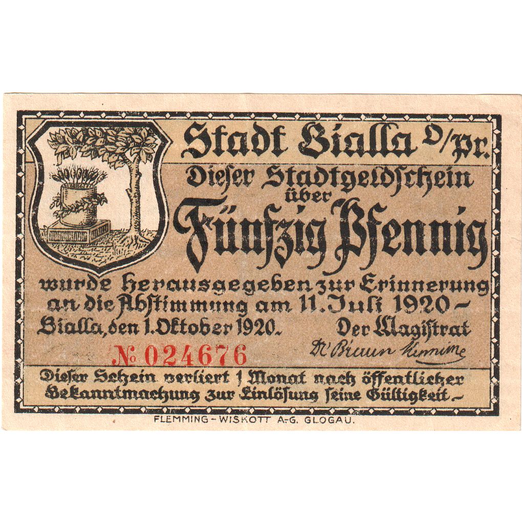 Deutschland, Bialla, 50 Pfennig, 1920-10-01, UNZ-