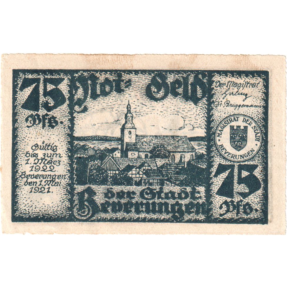 Deutschland, Beverungen, 75 Pfennig, 1922-03-01, VZ