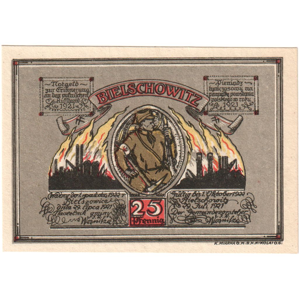 Duitsland, Bielschowitz, 25 Pfennig, 1922-10-01, SPL