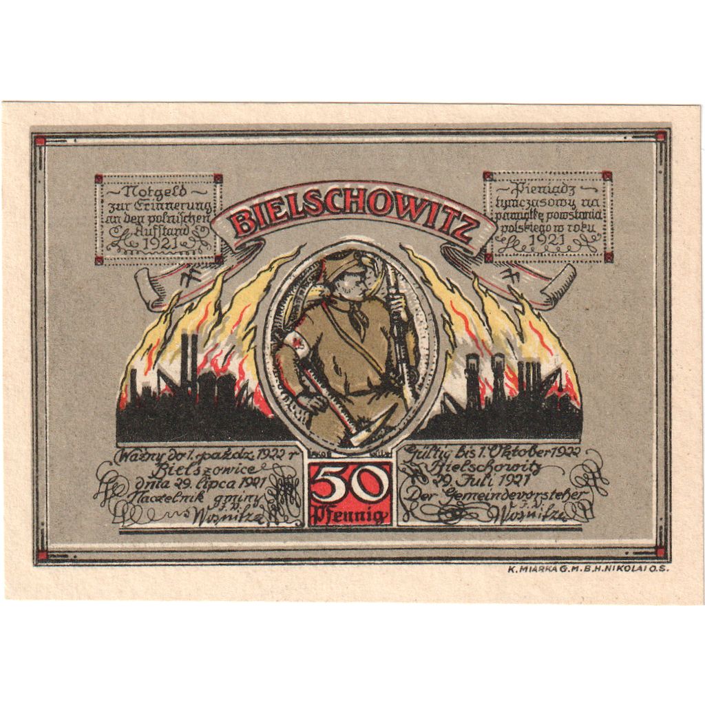 Duitsland, Bielschowitz, 50 Pfennig, 1922-10-01, SPL