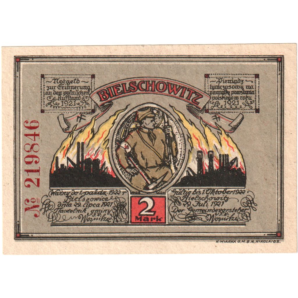 Deutschland, Bielschowitz, 2 Mark, 1922-10-01, UNZ-