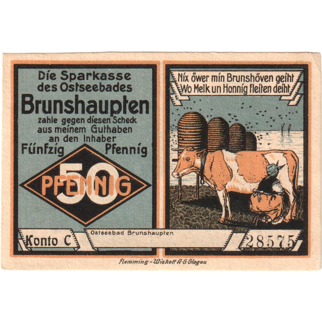 Deutschland, Brunshaupten, 50 Pfennig, UNZ-