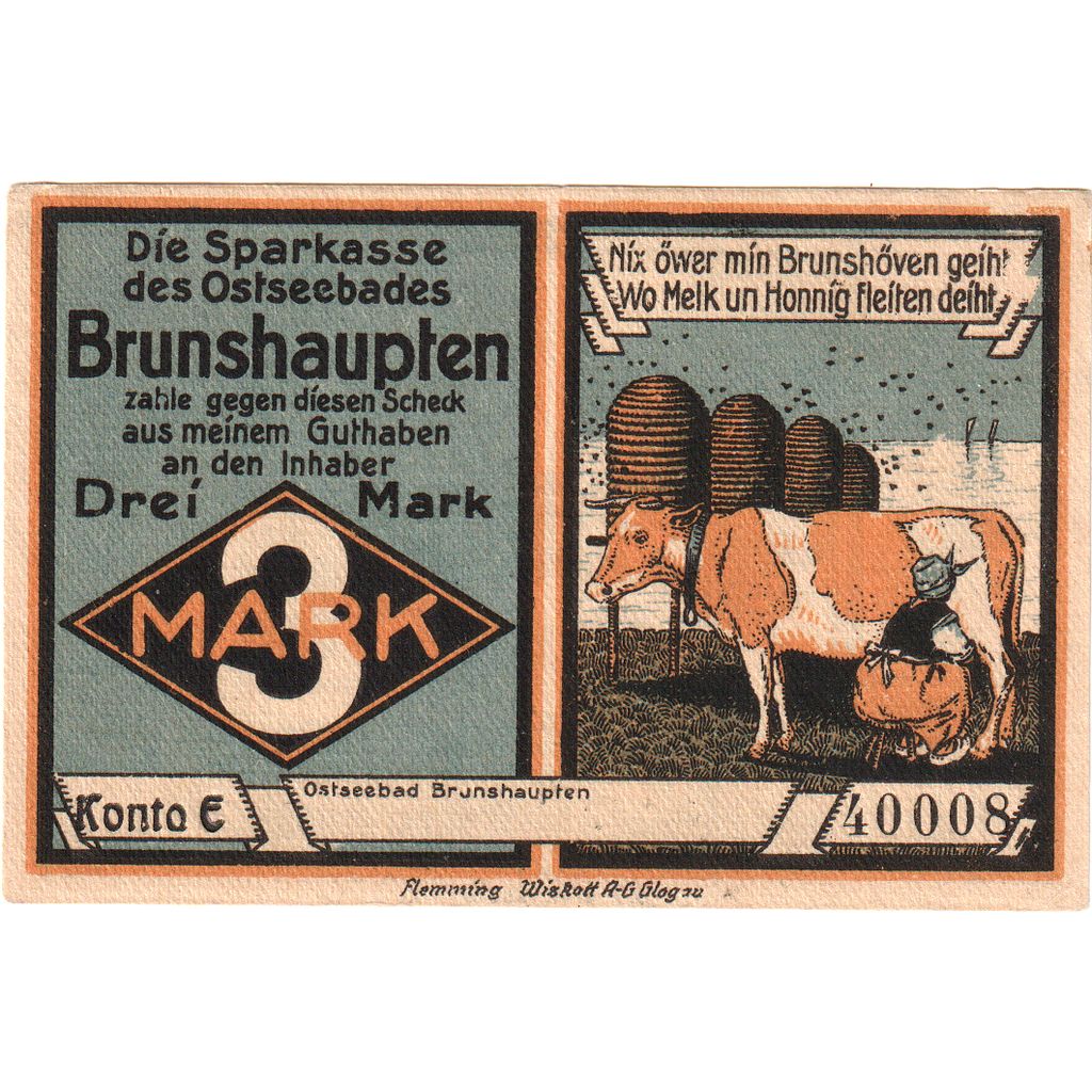 Deutschland, Brunshaupten, 3 Mark, UNZ-