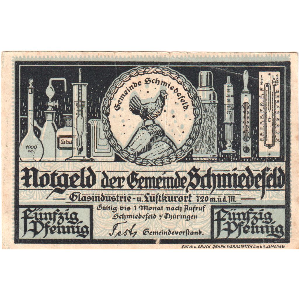 Duitsland, Schmiedefeld, 50 Pfennig, TTB+