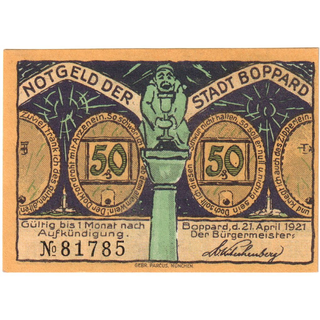 Duitsland, Boppard, 50 Pfennig, 1921-04-21, SPL