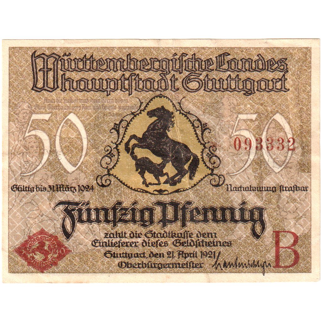 Deutschland, Stuttgart, 50 Pfennig, 1921-04-21, SS