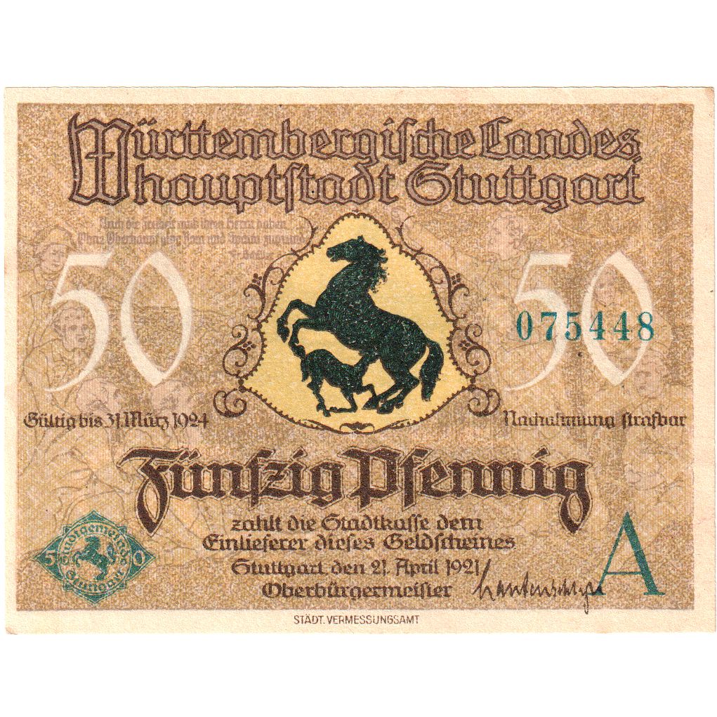 Deutschland, Stuttgart, 50 Pfennig, 1921-04-21, UNZ-