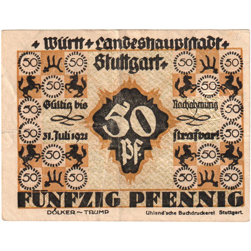 Deutschland, Stuttgart, 50 Pfennig, 1921-07-31, S