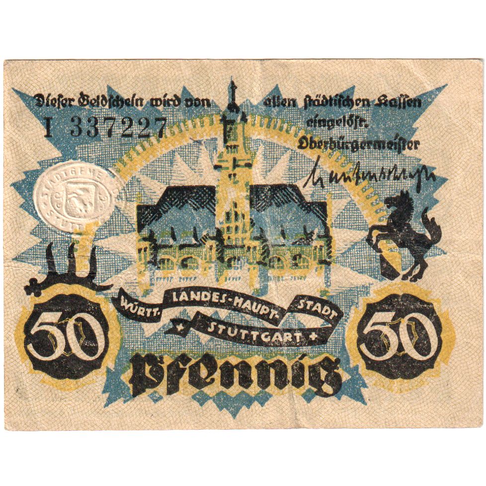 Deutschland, Stuttgart, 50 Pfennig, 1921-07-31, S
