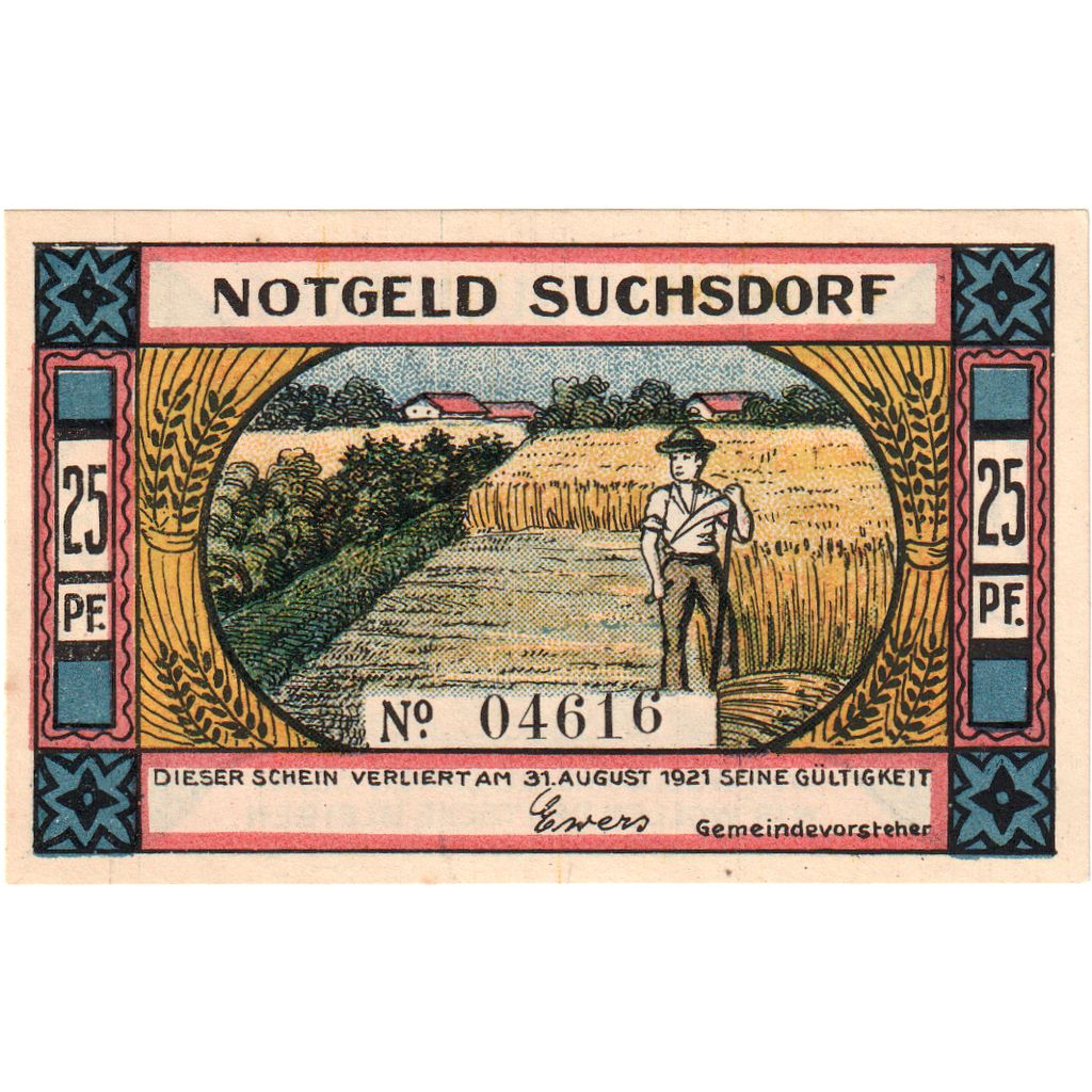 Alemanha, Suchsdorf, 25 Pfennig, 1921-08-31, UNC(63)