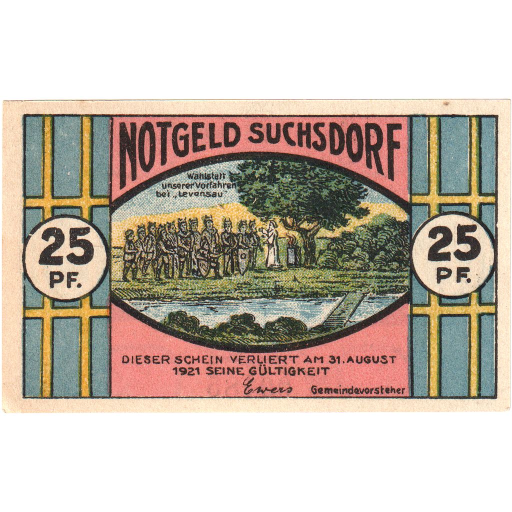 Allemagne, Suchsdorf, 25 Pfennig, 1921-08-31, SPL