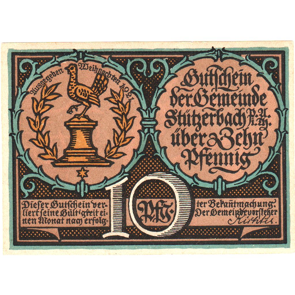 Deutschland, Stützerbach, 10 Pfennig, UNZ-