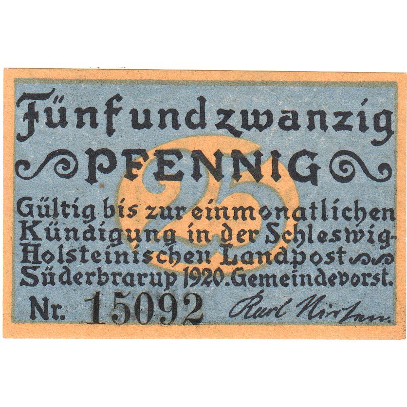 Duitsland, Suderbrarup, 25 Pfennig, SPL
