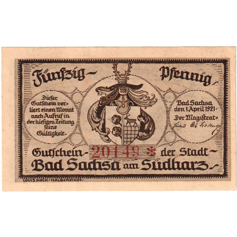 Deutschland, Bad Sachsa am Sudharz, 50 Pfennig, 1921-04-01, UNZ-