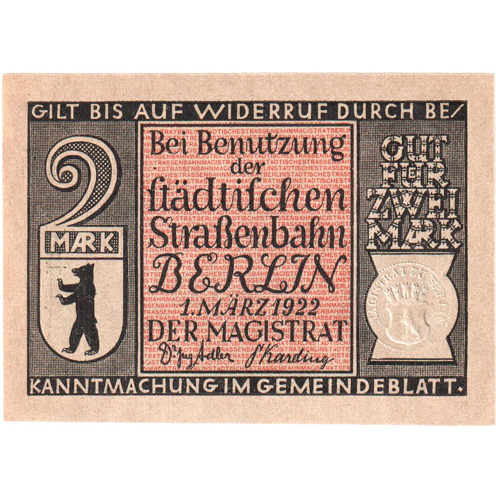 Duitsland, Berlin, 2 Mark, 1922-03-01, SPL
