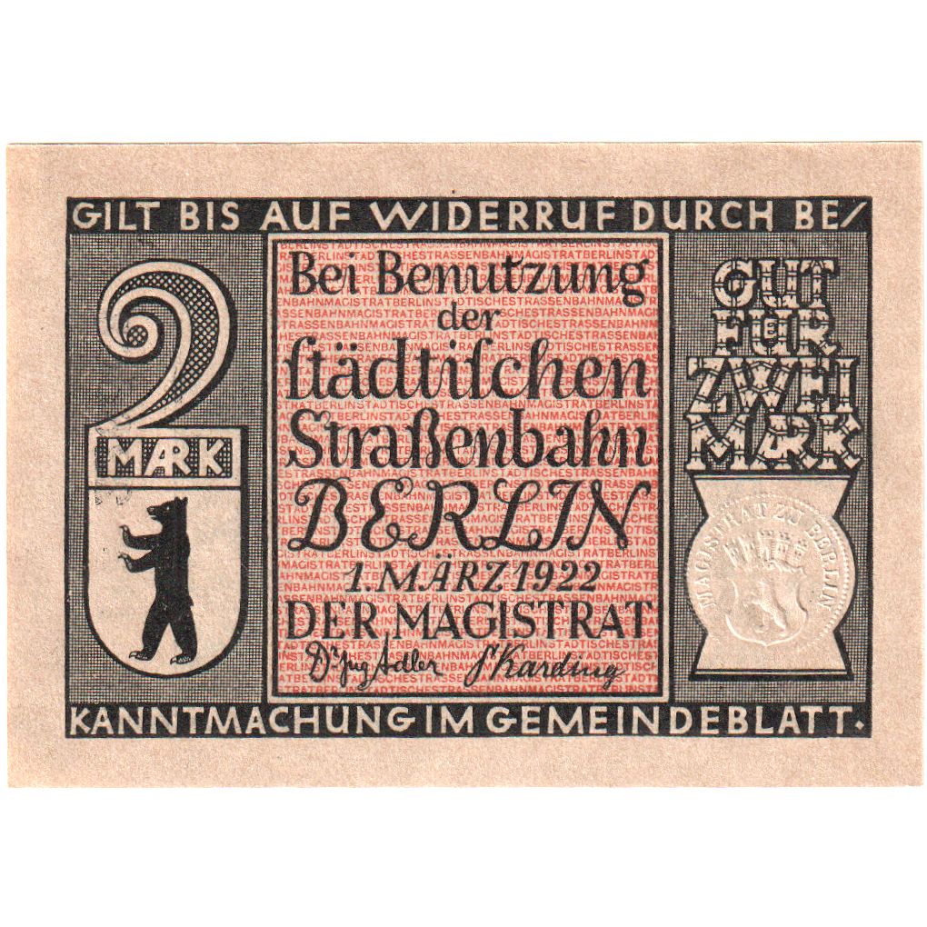 Duitsland, Berlin, 2 Mark, 1922-03-01, SPL