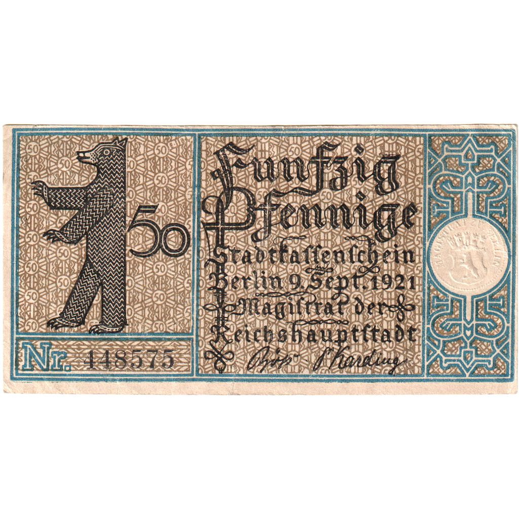 Deutschland, Berlin, 50 Pfennig, 1921-09-09, UNZ-