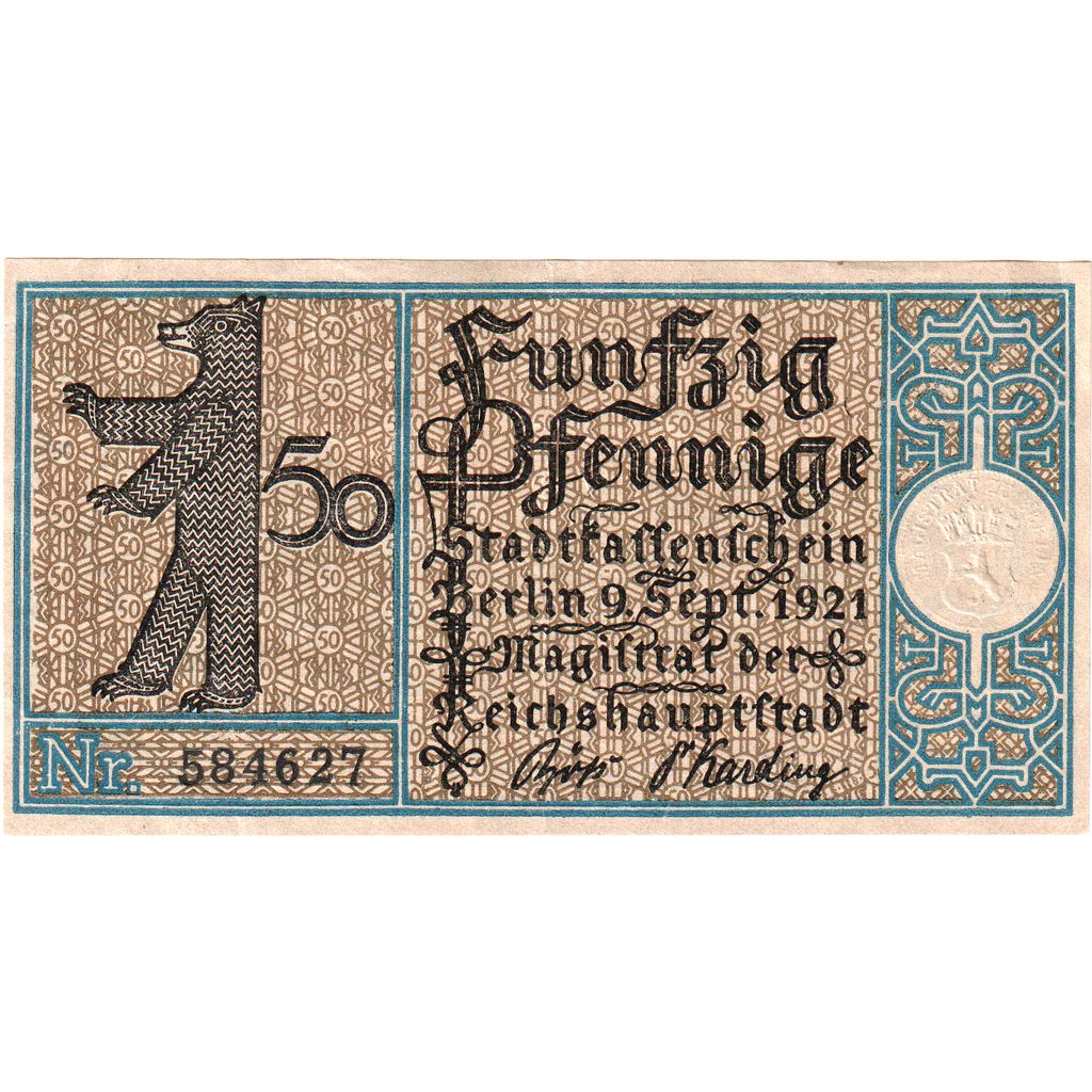 Deutschland, Berlin, 50 Pfennig, 1921-09-09, UNZ-
