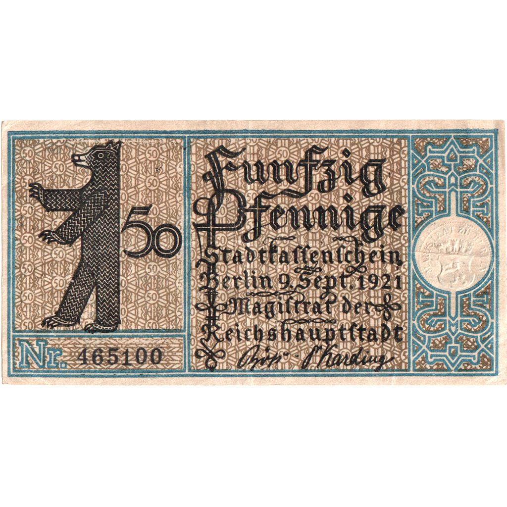 Deutschland, Berlin, 50 Pfennig, 1921-09-09, UNZ-
