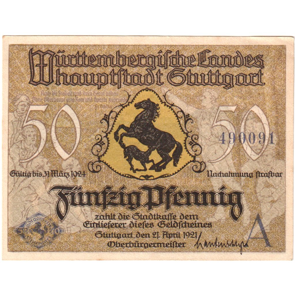 Deutschland, Stuttgart, 50 Pfennig, 1921-04-21, UNZ-