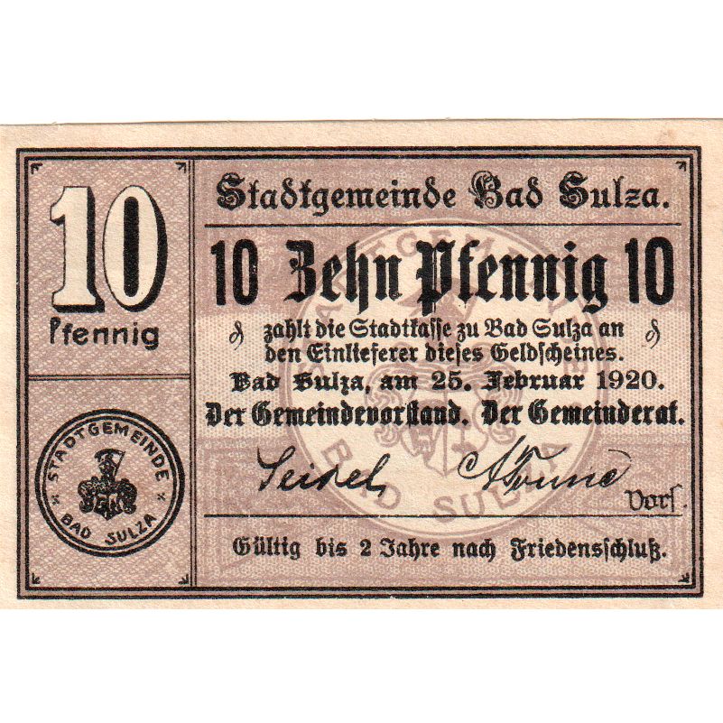 Deutschland, Bad Sulza, 10 Pfennig, 1920-02-25, UNZ-
