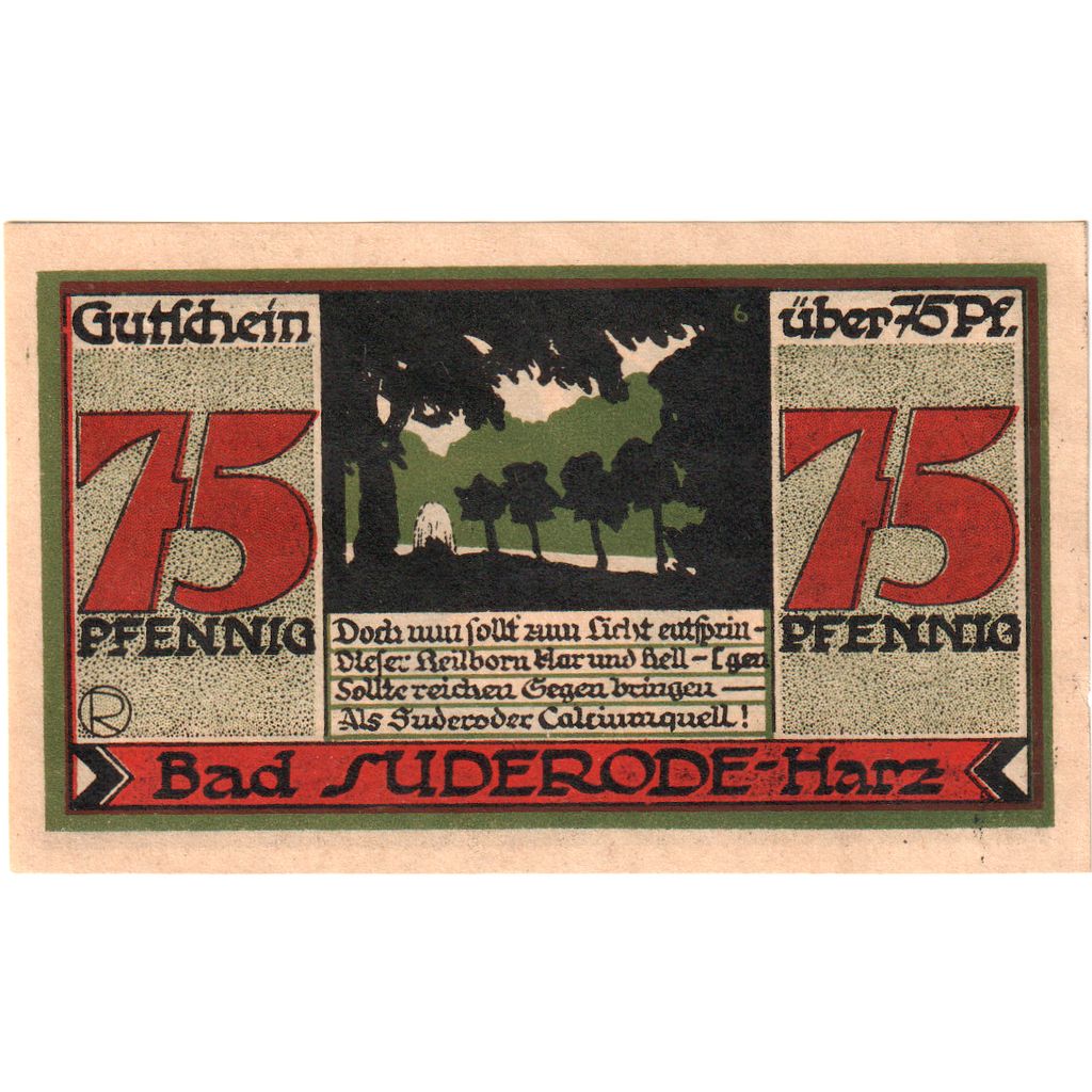 Deutschland, Suderode im Harz, 75 Pfennig, 1921-05-13, UNZ-
