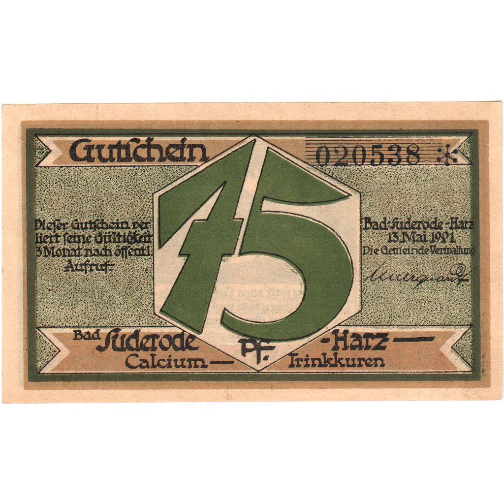 Deutschland, Suderode im Harz, 75 Pfennig, 1921-05-13, UNZ-