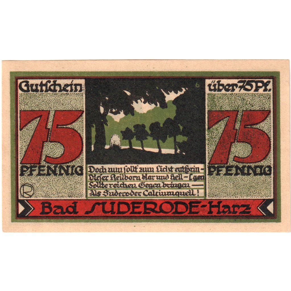 Deutschland, Suderode im Harz, 75 Pfennig, 1921-05-13, UNZ-