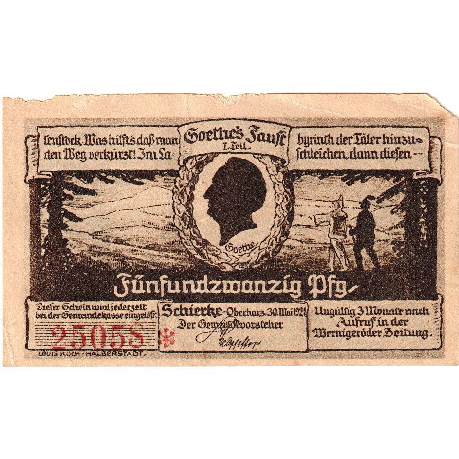 Deutschland, Schierke im Harz, 25 Pfennig, 1921-05-30, SS