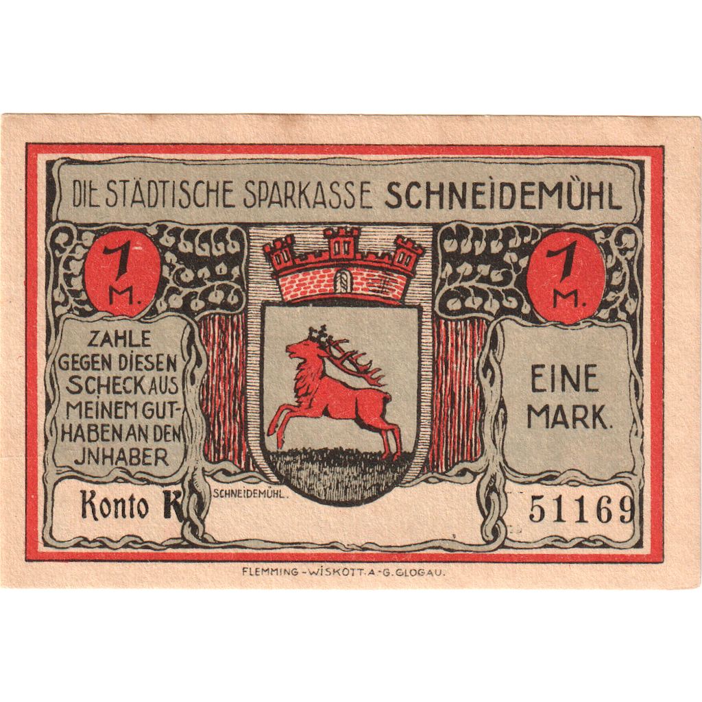 Deutschland, Schneidemuhl, 1 Mark, VZ