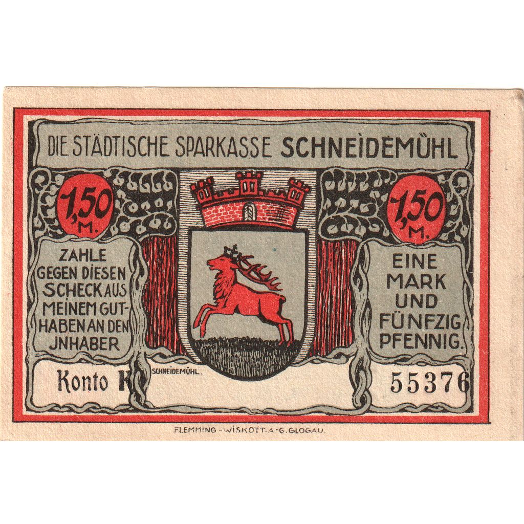 Deutschland, Schneidemuhl, 1.5 Mark, UNZ-