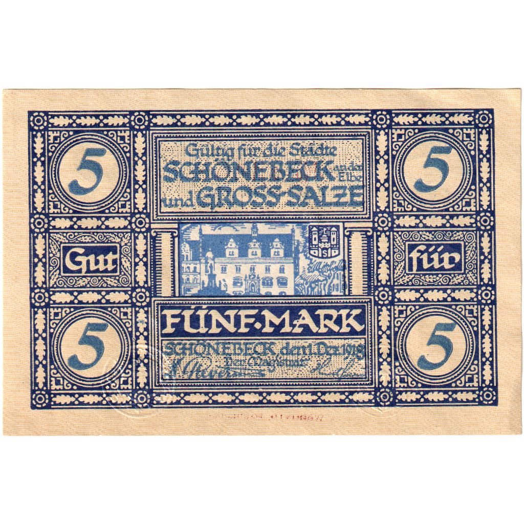 Germany, Schönebeck und Gross-Salze, 5 Mark, 1918-12-01, UNC(63)
