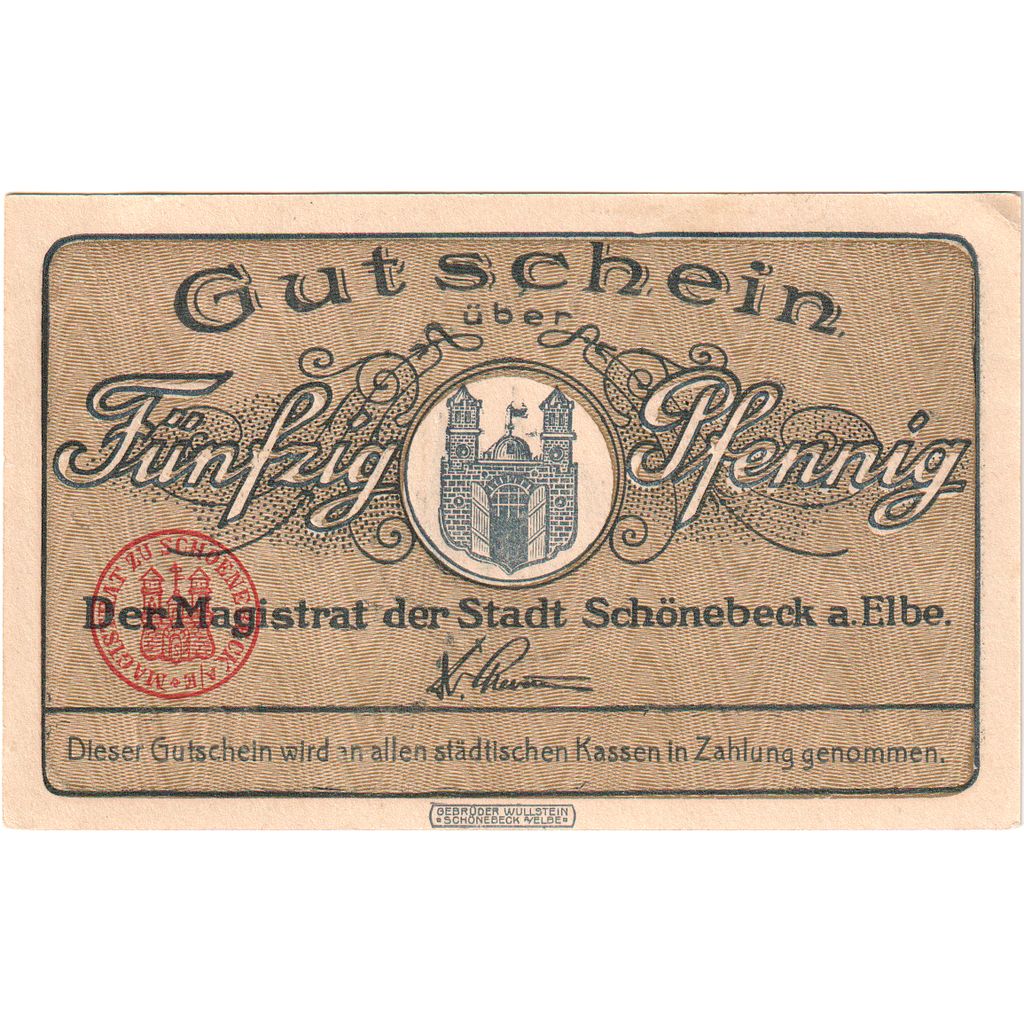 Deutschland, Schönebeck a.d Elbe, 50 Pfennig, UNZ-