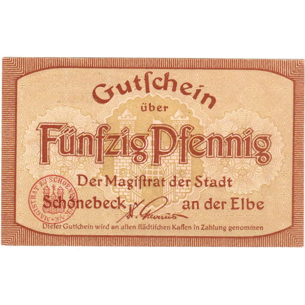 Deutschland, Schönebeck a.d Elbe, 50 Pfennig, UNZ-